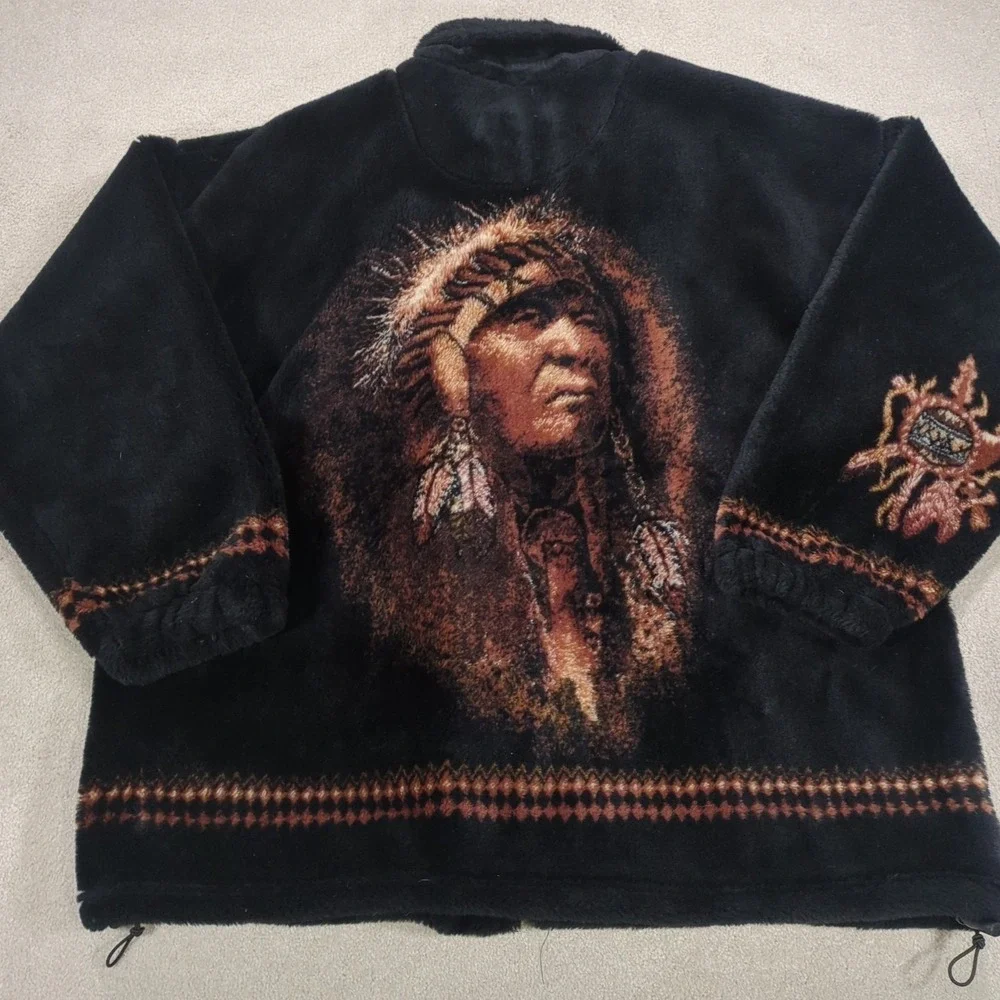 Bear Ridge‎ Outfitters Native American Chief Plush Fleece Jacket Full  Zip Parka